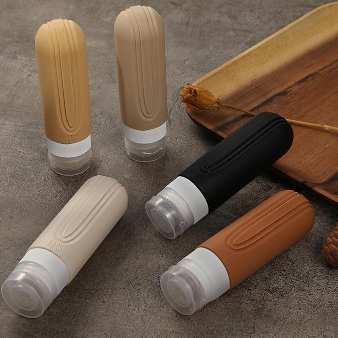 Travel Bottles for Toiletries, 5 Pack TSA Approved Travel Size Containers, 3oz Leak Proof Refillable Travel Accessories for Shampoo Conditioner, BPA Free Travel Bottles with Toiletry Bag