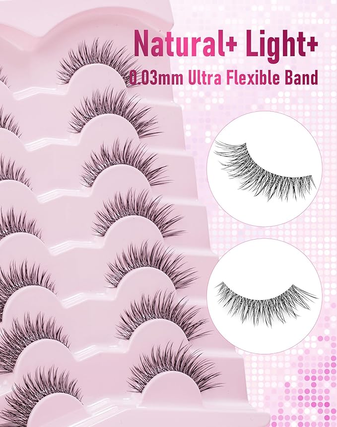 Frihappy Natural False Eyelashes Flared Wispy False Lashes Natural Look HA-17