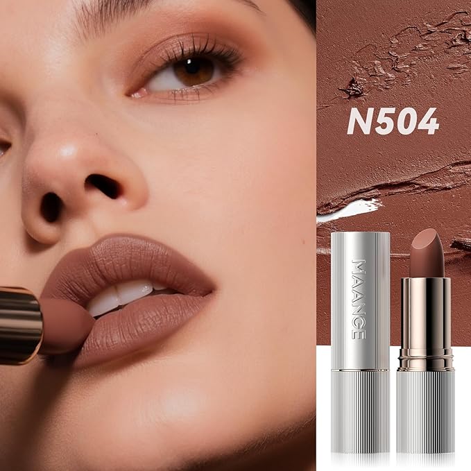 MAANGE Lipstick, Matte Lipstick Long Lasting Transfer-Proof Waterproof & Hydrating Lip Makeup, Full Coverage for a Nourishing Pout,1 Count-N504