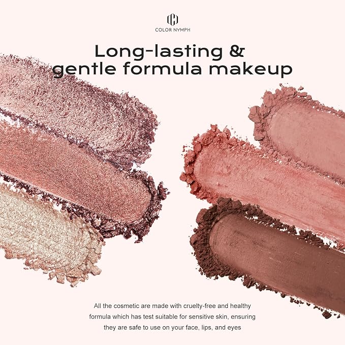 Color Nymph 6 Colors Eyeshadow Makeup Palette, Shimmer & Matte Long-Lasting Make up Kit, 6-in-1 Multi-Colored Travel Size Eye Shadow Palette | Includes Brush & Mirror | Stacked Makeup Design (Neutral)