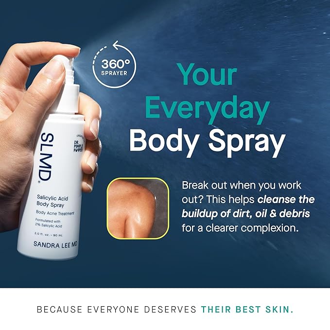 SLMD by Dr. Pimple Popper | Salicylic Acid Body Spray | Exfoliating Body Acne Treatment to Treat and Prevent Blackheads and Whiteheads | 3 fl. oz.