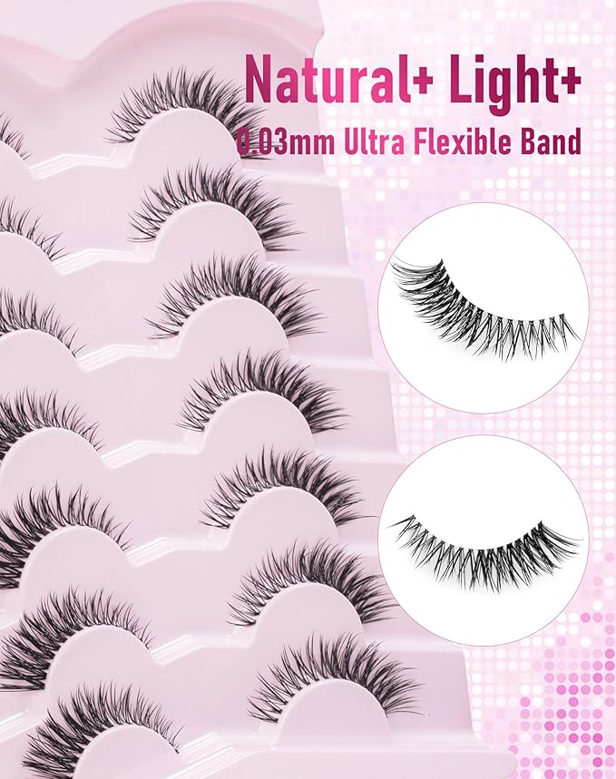 Frihappy Wispy Natural Eyelashes C Curl Flared Fake Lashes Natural Look HA-41