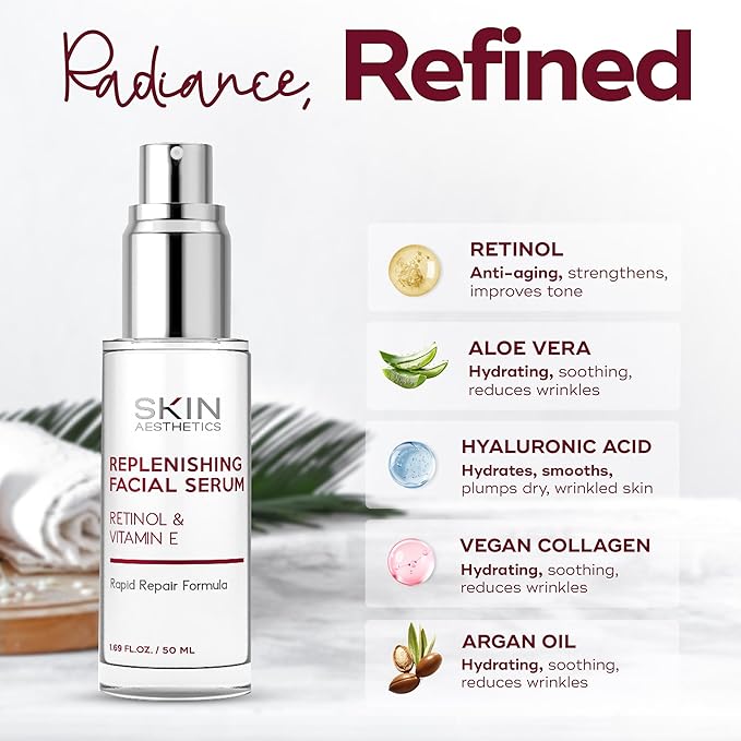 Retinol & Vitamin E Face Serum - Anti-Aging, Blemishes, Fine Lines & Wrinkles Treatment - Dermatologist Tested Korean Skincare - Clean Beauty, Cruelty-Free - 1.69 oz