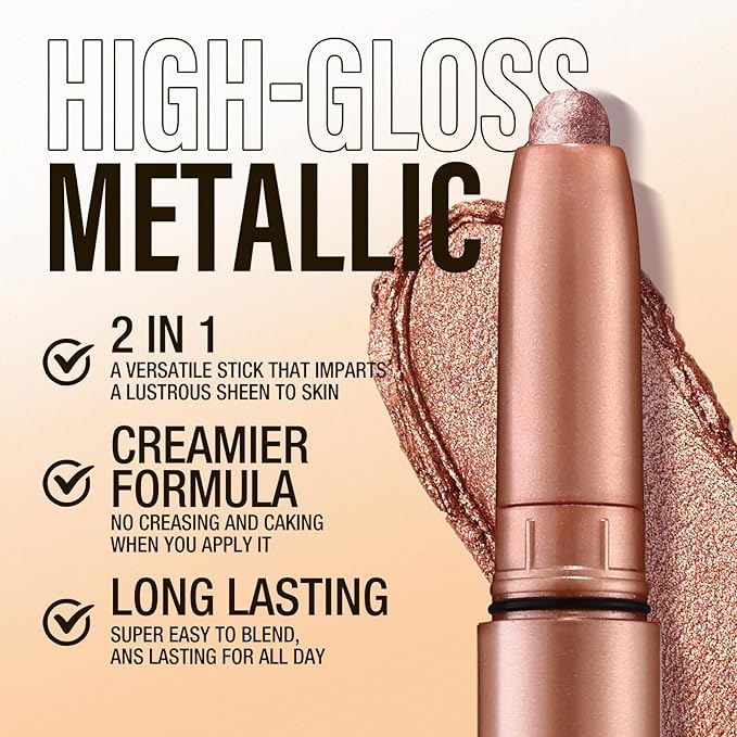 Jolilab Eyeshadow Stick, 2 Colors Matte Professional Bright-Colored Contouring and Highlight Stick, Cream Waterproof Long Lasting High Pigmented Eye Shadow.