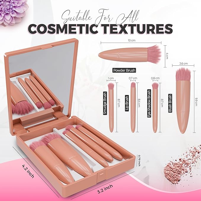 Portable makeup brush 5 piece set with case.