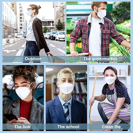 KN95 Face Masks 100 PCS, 5-Ply KN95 White Masks,Breathable Protection Masks, Individually Wrapped, Cup Dust Safety Mask