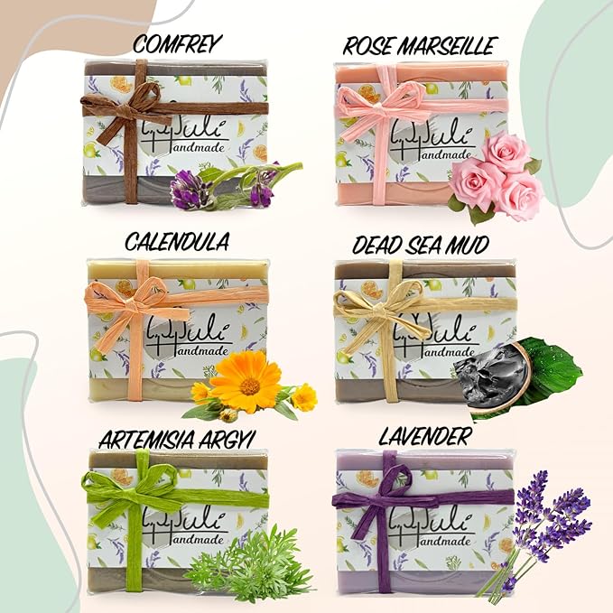 Natural Handemade Bar Soap for Men and Women with Essential oils, Scented Bar Soaps for Bath, Fragrance Gift Set (Pack of 3) Artemisia Argy