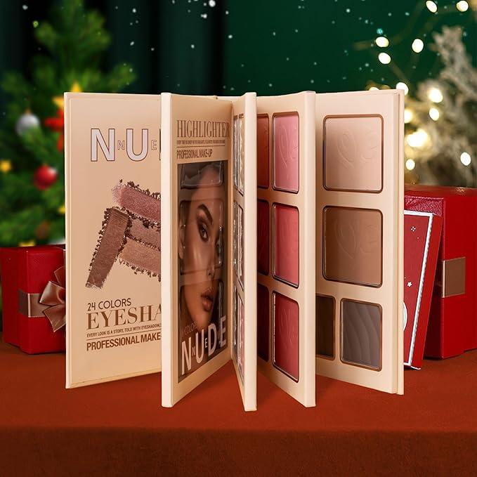 4-Layer Multi - Functional Beauty Book Kit- Style Makeup Palette Ingeniously Combines Eyeshadows, Blushes, Highlighters, Contour Powders In One,Best Choice for A Gift for Women (U137B)