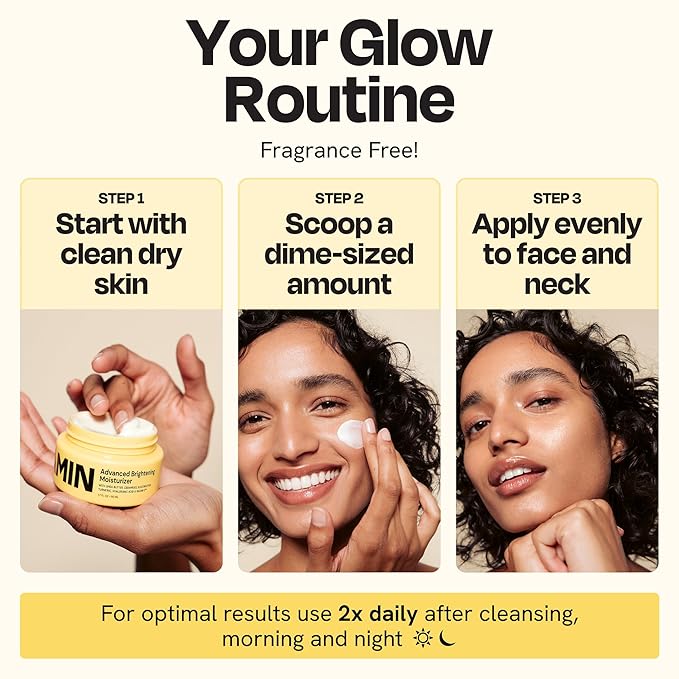 Gleamin Advanced Brightening Face Moisturizer - Face Cream for Women & Men with Vitamin C, Ceramides, Turmeric & Hyaluronic Acid - Faded Cream for Dark Spots, Uneven Skin Tone & Hydration - 1.7 fl oz