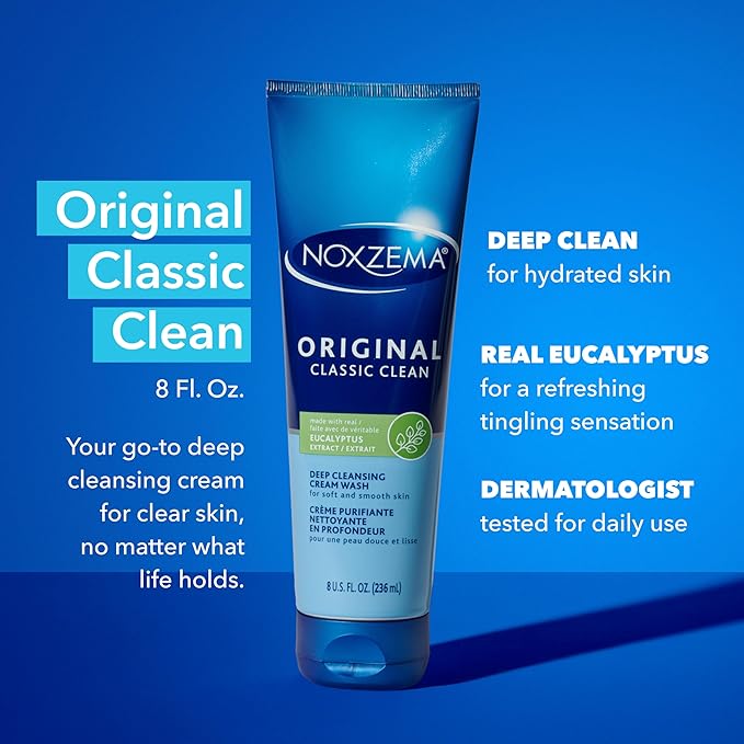 Noxzema Ultimate Clear Daily Deep Pore Oil-Free Cleanser for Soft, Smooth Skin Daily Face Wash for Women and Men, Facial Cleanser for Acne Prone Skin, 6 Oz Ea (Pack of 6)