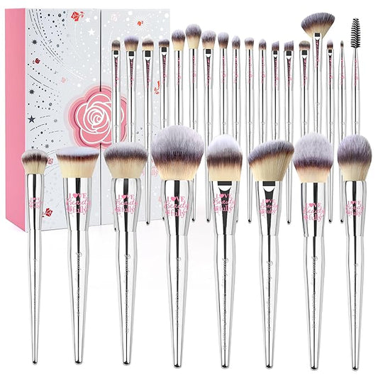 Bueart Design Christmas Gift 26Pcs Pro Makeup Brushes Set with Ultra Soft Dense Hair,Premium Quality Professional Make up Brushes For Foundation,Contour,Blush,Powder Makeup