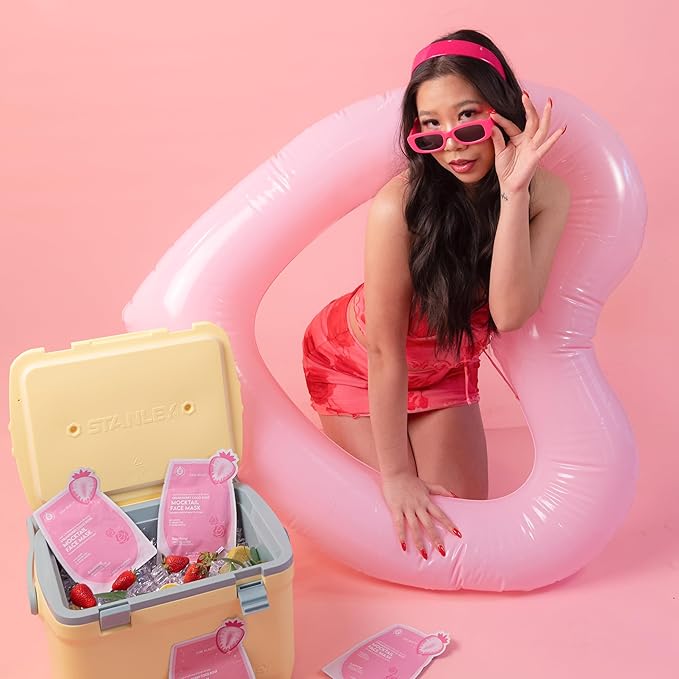 ESW Beauty Strawberry Coco Rosé Soothing Face Mask - Hydrating, Calming, Vegan Face Mask with Coconut Water, Green Tea, & Strawberry Extract for Sensitive Skin