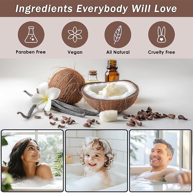 Bath Spa Gift Sets - Luxury Basket With Coconut & Vanilla - Spa Kit Includes Wash, Bubble Bath, Lotion, Bath Salts, Body Scrub, Body Spray, Shower Puff, Bathbombs, Soap and Towel