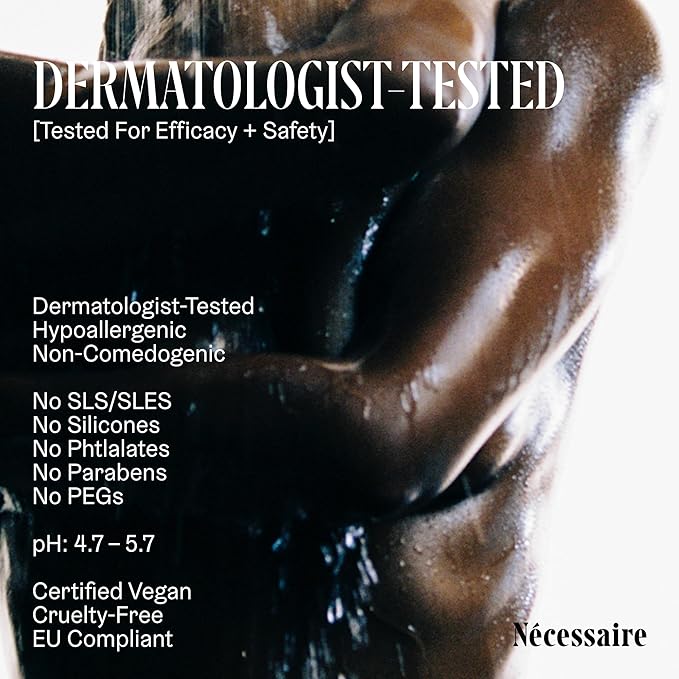 Nécessaire The Body Wash Hinoki - Natural Body Wash for Women & Men, Softening Shower Gel with Gentle Exfoliating Acids AHA/BHA/PHA. Gel Cleanse, 8.4 fl oz.