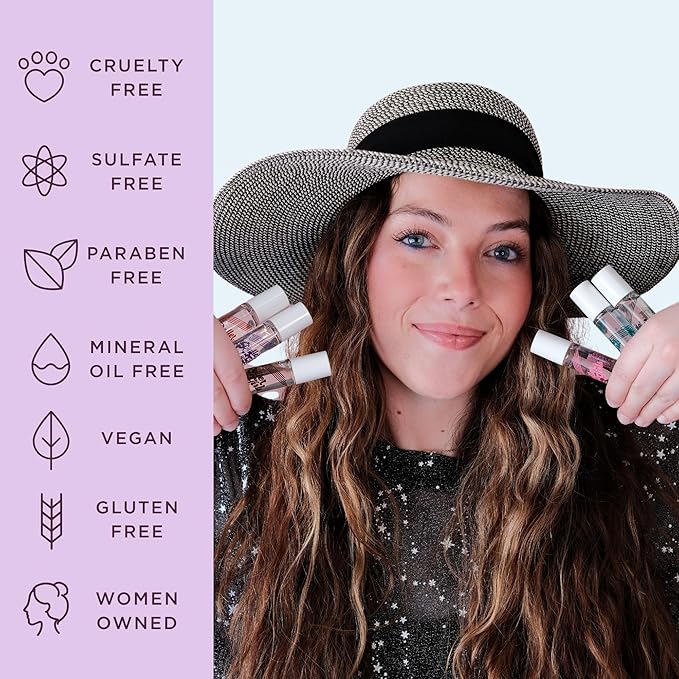 Honestly Margo Roller Girl Roll-On Lip Gloss Set (Cherry Cherry, Vanilla Crystal, and Grape Jazmin - Pack of 3) – Lip Gloss for Women with Hydrating Vitamin E & Moisturizing Shine, Non Stick