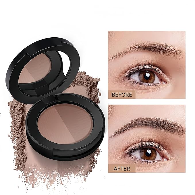 MAEPEOR Brow Powder Duo 6 Colors Natural Smooth Eyebrow Powder Professional Brow Contour Palette for Filler Defined & Sculpt (04 Ash Brown)