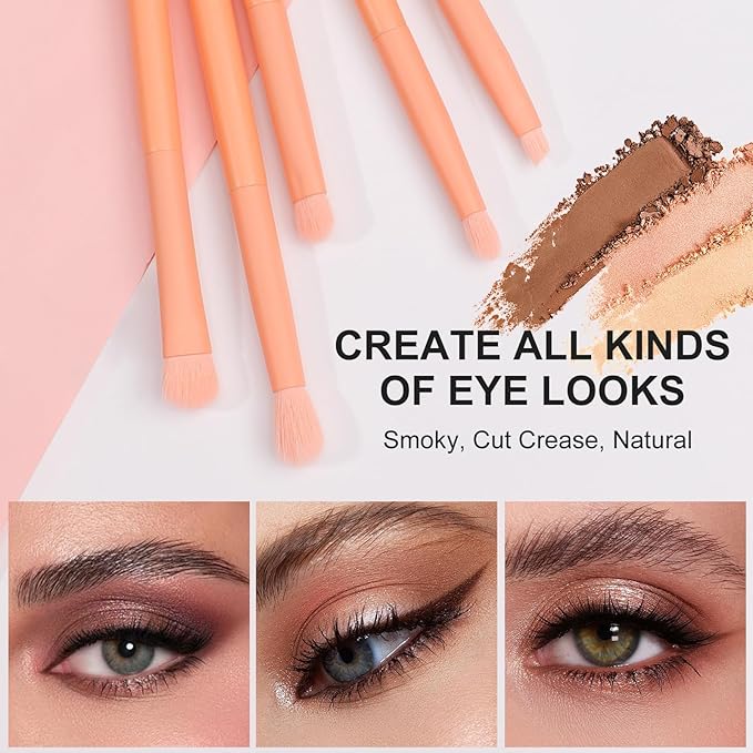 DUcare Professional Makeup Brushes Set 8pcs with Case, Make up Brush Set Kabuki Foundation Contour Blending Face Powder Blush Concealers Eyeshadow Eyebrow Brush Synthetic, Travel Gifts Set Salmon Pink