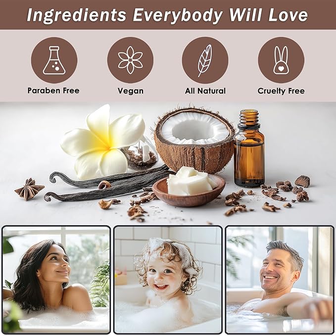 Spa Baskets For Women - Luxury Bath Set With Coconut & Vanilla - Spa Kit Includes Wash, Bubble Bath, Lotion, Bath Salts, Body Scrub, Hand Cream, Shower Puff, Bathbombs, Soap and Towel