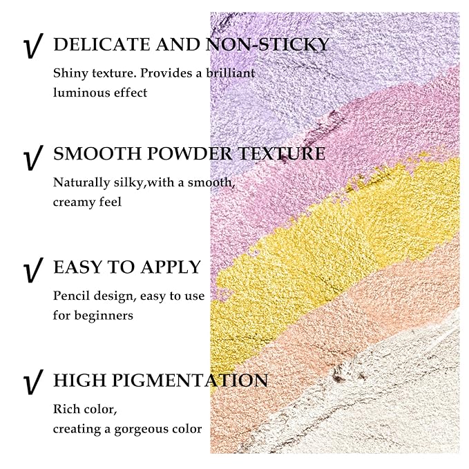 Boobeen 6PCS Cream Eyeshadow Stick Waterproof Pencil Crayon Eye Brightener Shimmer Pen Create Glitter Makeup, Easy to Use