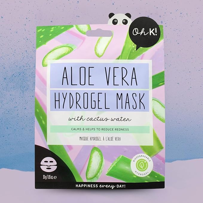 Oh K! Hydrogel Mask - Aloe Vera - Moisturizing Face Mask Sheet - Hydrating Face Sheets - Rich in Aloe Vera and Cactus Water - Korean Skincare - 1 Pc