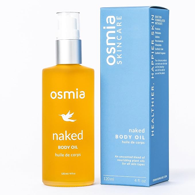 Osmia Skincare - Natural Naked Body Oil | Rosehip, Borage, + Sweet Almond Oils | Soften, Smooth, Nourish | Clean Beauty For Healthy Skin (4 fl oz | 118 ml)