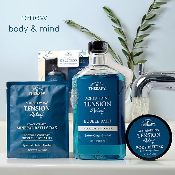 Village Naturals Therapy 3-Piece Tension Relaxing Wellness Spa Gift Set, Cedar Citrus Scent
