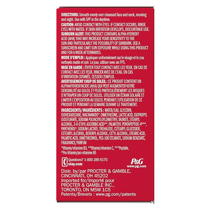 Olay Vitamin C Face Moisturizer, Brightening Cream for Women, Trial Size, Evens Tone, Dark Spot & Hyperpigmentation Reduction, Glowing Skin Care - Niaciniamide, Lactic Acid, 0.5 Oz