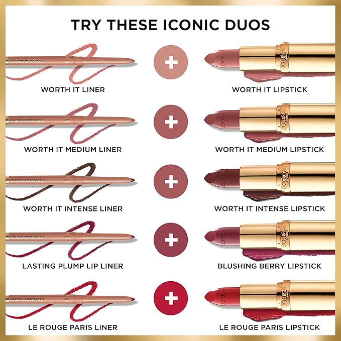 L'Oreal Paris Colour Riche Satin Lipstick for Moisturized Lips,Lip Makeup with Argan Oil and Vitamin E,Worth It,0.13 Oz