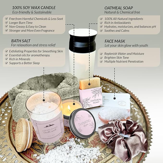 Self Care Gifts for Women 11 Piece, Womens Get Well Gifts for Mom Girlfriend Wife Daughter, Women’s Spa Gifts Baskets With Bath Salts, Oatmeal Soap, Blanket, Encouraging Inspirational Gift Basket, Lav