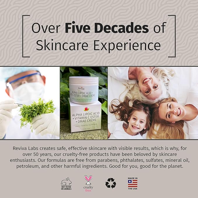 Reviva Labs DMAE Cream with Alpha Lipoic Acid, Vitamin C Ester - DMAE Lift and Firm Cream for Neck and Face - Skin Firming and Moisturizing Cream