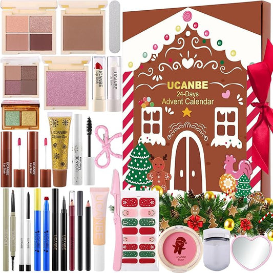 Makeup Advent Calendar 2025, 24 Days Christmas Gift Makeup Sets For Women, UCANBE 2025 Xmas Countdown Calendar Full Makeup Kits Beauty Makeup & Cosmetic For Teens, Girls Gift
