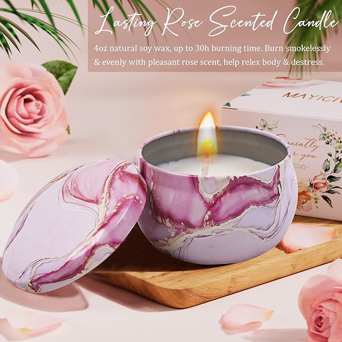 Birthday Gifts for Women, Gift Baskets for Women, Self Care & Get Well Soon Gifts, Rose Relaxing Spa Gift Baskets, Unique Gift Baskets for Mom Girlfriend Sister Wife Grandma