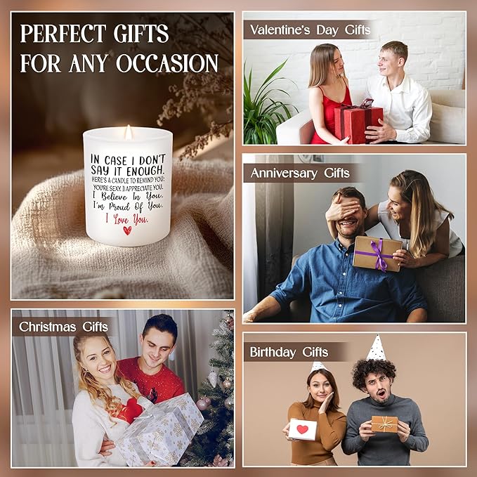 TEEZWONDER Christmas Couple Gifts for Her Wife Women Girlfriend - Vanilla Lavender Candle 10 oz - Engagement Gifts for Her, Romantic Candles for Anniversary Wedding Gift, Husband Birthday Gift for Him