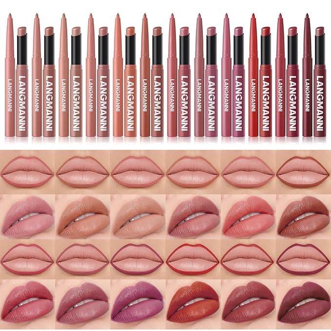 Jolilab 8Pcs Lip Set: 4 Colors Lip Liner+4 Colors Lipstick, Matte/Creamy,Smooth Creamy Texture,Long-Lasting,Bold/Nude Shades for Daily/Party, Vegan, Gift for Makeup Lovers.(#02+04+07+08)