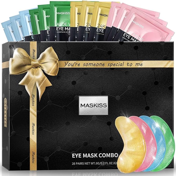 Under Eye Patches (28 Pairs), 4 Colors Eye Masks Gift Set for Dark Circles Puffy Eyes, Undereye Bags and Wrinkles Puffiness, Skin Care Gift Set for Bachelorette Party Favors