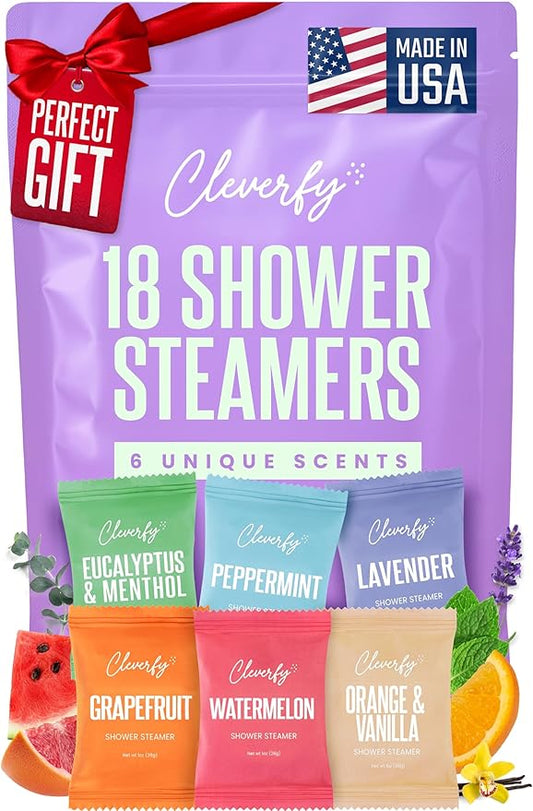 Cleverfy Shower Steamers Aromatherapy – Stocking Stuffers for Women, Teens and Wife – Christmas Gifts for Women and Teen Girls – White Elephant Gifts for Adults – 18 Tablets