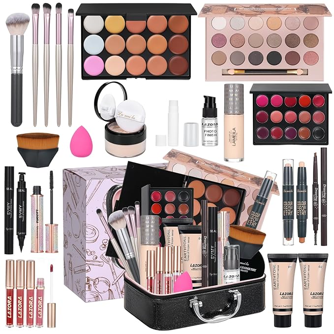 All in One Makeup Kit Makeup Kit for Women Full Kit Makeup Set Multipurpose Bundle Holiday Gift Box Essential Starter Bundle Include Full Make up Kit for Women (Box3)