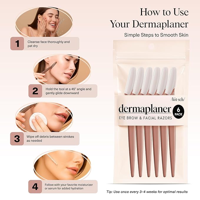 Kitsch Dermaplane Razor for Women Face – Face Razors for Women & Men, Eyebrow Trimmer & Face Shaver – Exfoliating Facial Razor & Skin Care Tool for Smoother Skin - Terracotta, 12 pcs