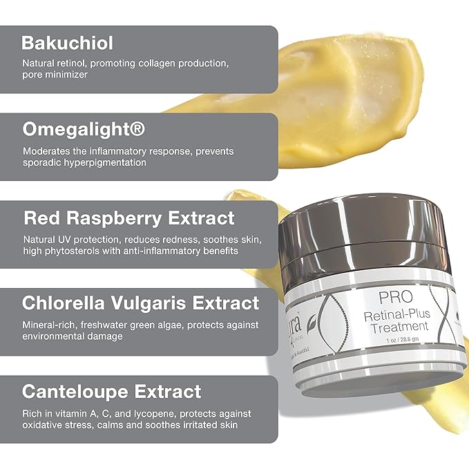 Lira Clinical PRO Retinal-Plus Treatment - Retinol Cream with Hyaluronic Acid, Salicylic Acid & Vitamin C - Helps Reduces Fine Lines & Wrinkles - All Skin Types - 1 fl oz