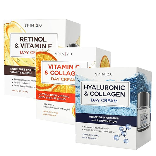 Moisturizer Creams Value Set - Dermatologist Tested, Hydrating - Anti-Aging, Clean Beauty, Natural Ingredients, Cruelty-Free Korean Skin Care for All Skin Types (3-Pack)