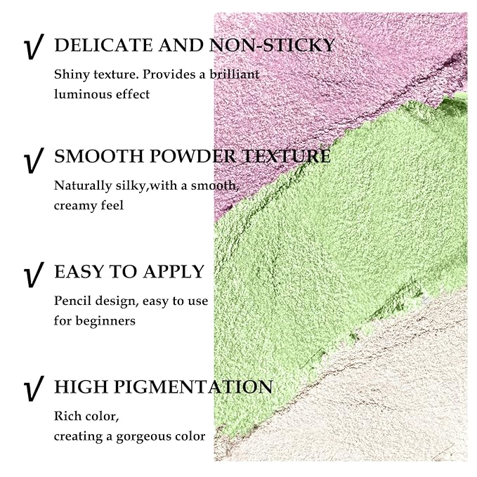 Boobeen 3-PCS Cream Eyeshadow Pencil Crayon Waterproof Brightener Stick Shimmer Pen Create Glitter Eye Makeup, Easy to Use