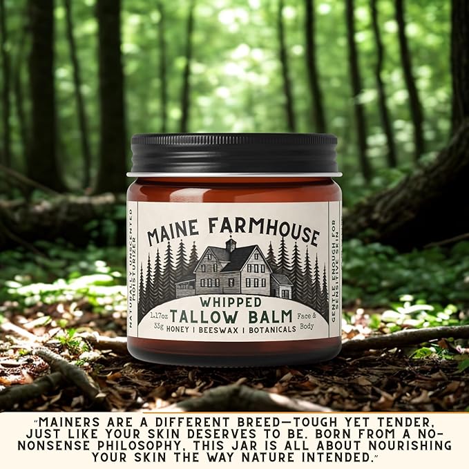 Whipped Beef Tallow for Skin | Unscented Body Butter | Natural Face and Body Moisturizer | Honey, Beeswax and Botanicals | 2 fl oz