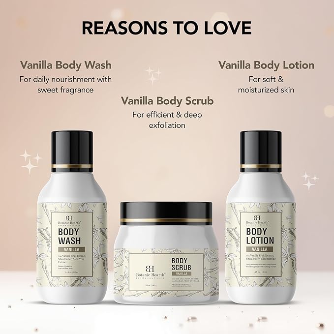 Gift Set For Women & Men | Body Scrub, Moisturizing Body Wash, Nourishing Body Lotion | 3|Piece Set | Birthday, Wife, Girlfriend, Sister | 12.2 Fl Oz