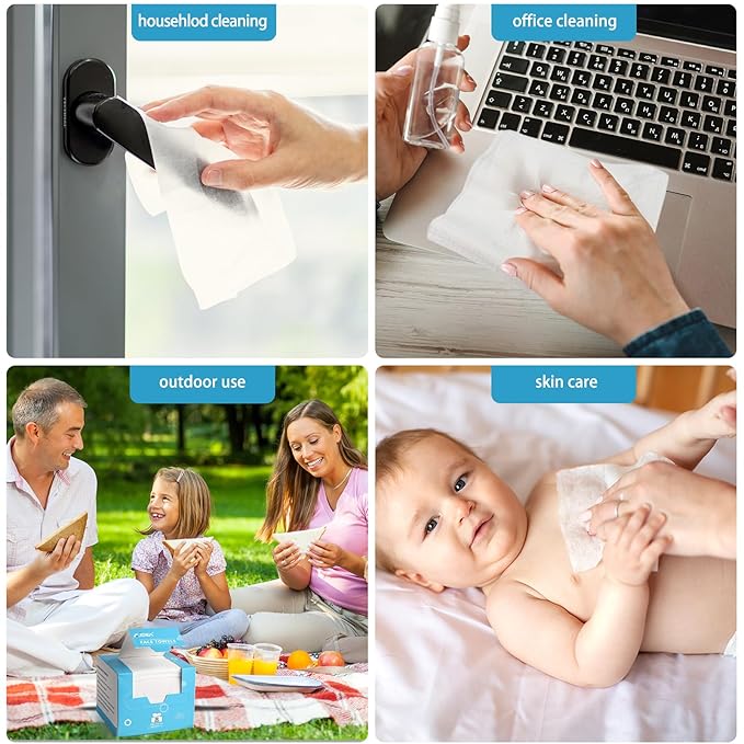 AIDEA Face Towels Disposable-200Ct (4 Box), Clean Facial Towels, Facial Cleansing Wipes for Sensitive Skin, Face Towelettes for Makeup Removing, Nursing, Travel, Dry Wipes