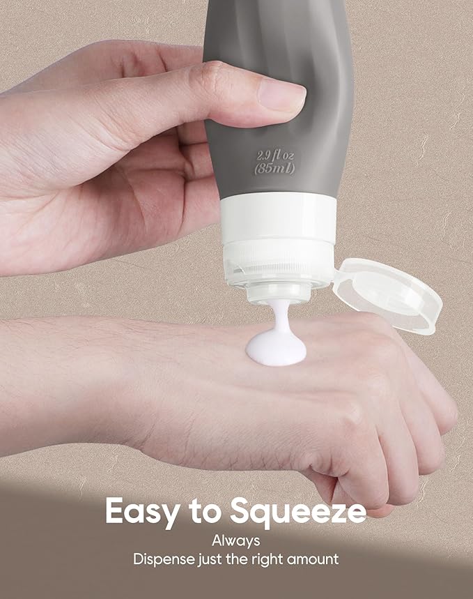 Morfone 16 Pack Silicone Travel Bottles Set for Toiletries TSA Approved Travel Containers Leakproof Squeezable Refillable Travel Accessories 2oz 3oz for Shampoo Conditioner Lotion Liquids (Brown)