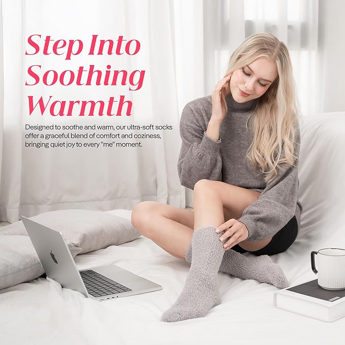 CoolMate GLOBAL Fuzzy Socks for Women Gift Box, Cozy, Soft, Comfy & Cloud-Like Socks, Plush, Durable for Spa, Home