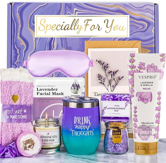 Birthday & Get Well Soon Care Packages & Gift Baskets for Her - Bath Relaxing Spa Set - Self Care Gifts for Women Who Have Everything