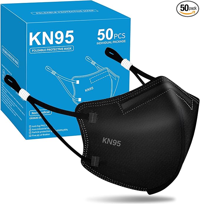 Funight Kids KN95 Masks for Children, 50 Packs 5 Layers Breathable, Disposable Masks With Adjustable Buckle for Boys Girls