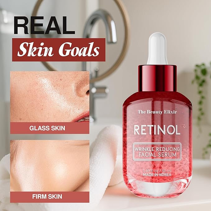 Retinol Serum For Face - Dermatologist Tested, Anti-Aging, Fine Lines & Wrinkles & Post-Acne Marks Treatment - Clean Beauty, Cruelty-Free Korean Skin Care for All Skin Types - 1.69oz