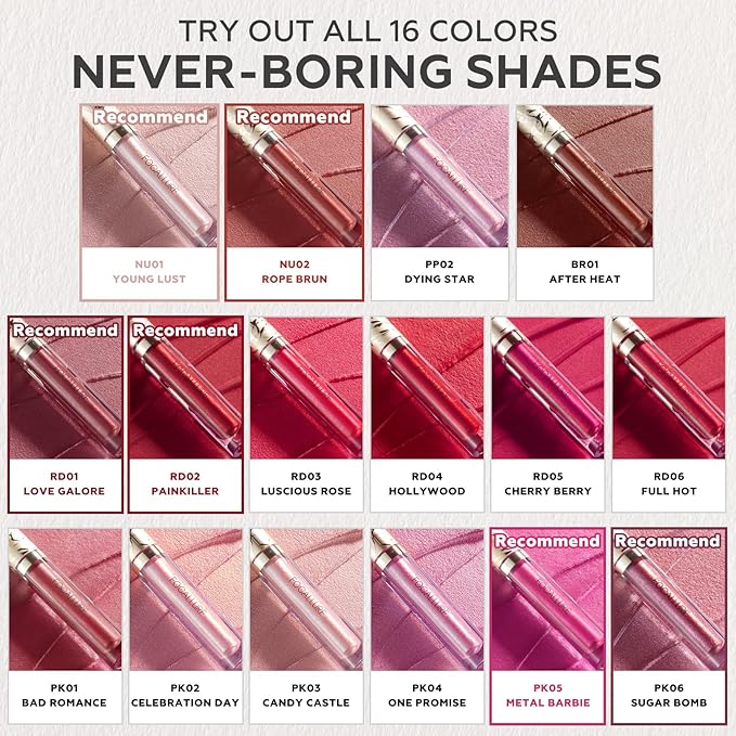 FOCALLURE Metallic Liquid Lipstick,Non Stick Cup Lip Gloss,High Impact Lip Color with Transfer-proof Wear,Long Lasting & Waterproof Lipstick Makeup for Women,Rope Brun